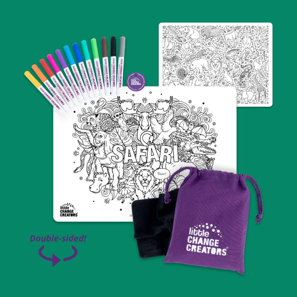 SAFARI | Washable Animal Colouring Activity Mat – The Sensory Sloth